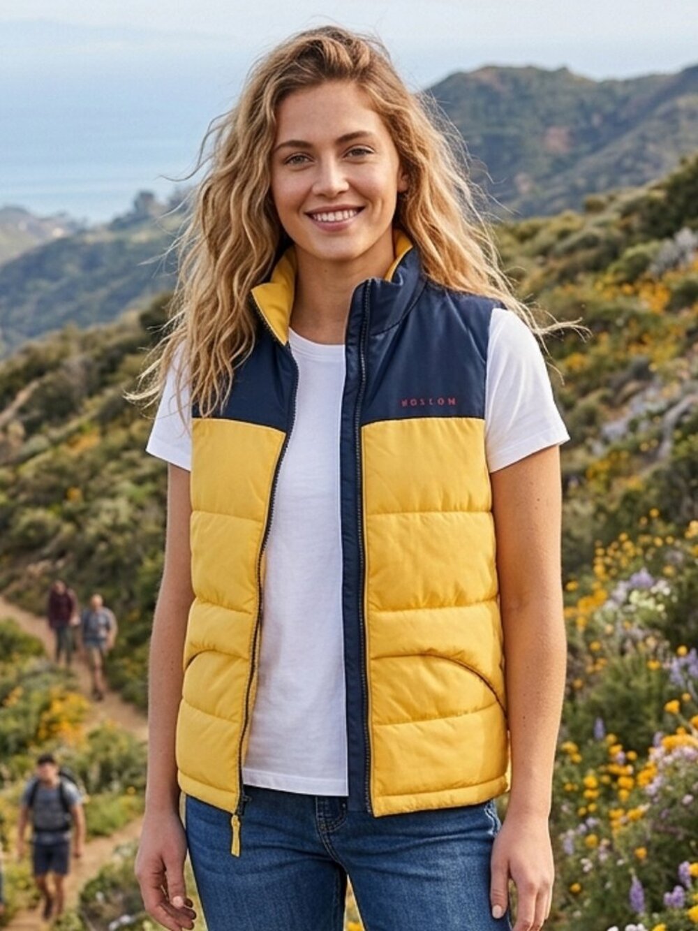 Dejavu Puffer Sporty Vest Blue/Yellow Colour Block